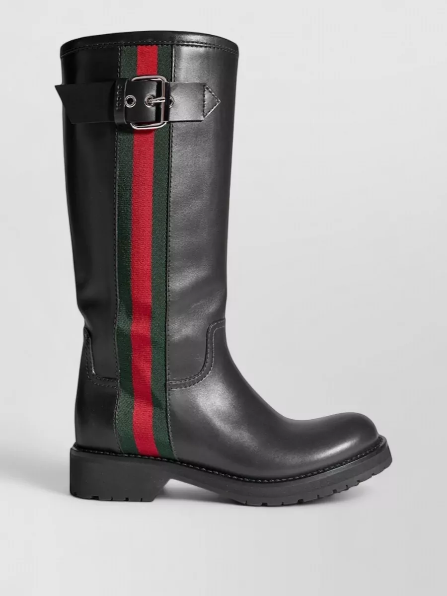 Gucci leather knee-high biker boots