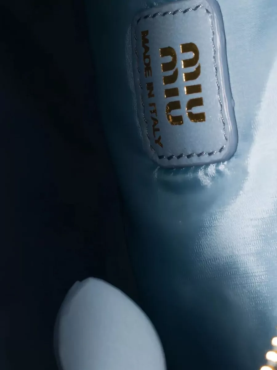 Miu Miu Gabardine Pouch Logo Embroidery Woven Wristlet