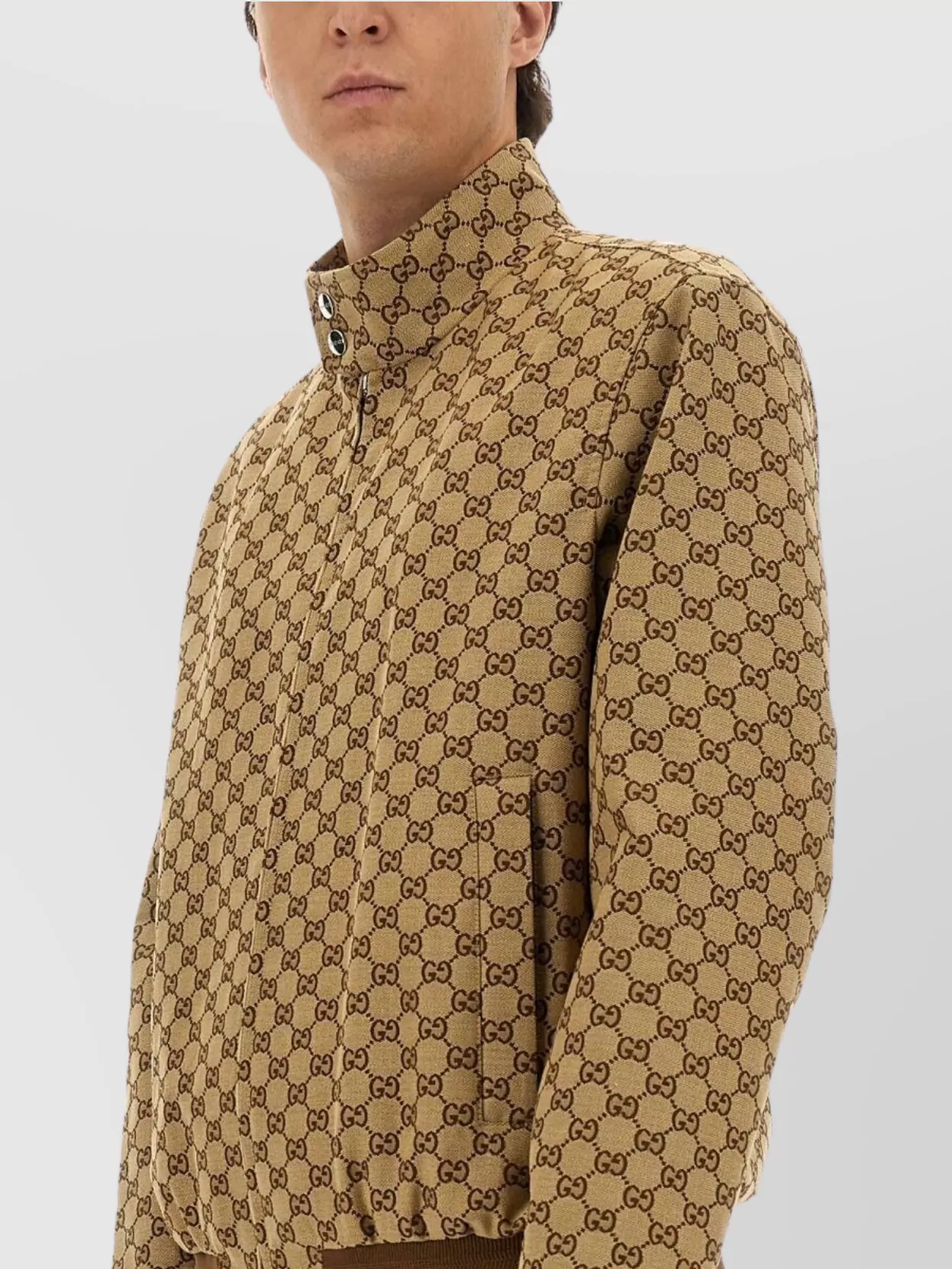 Gucci Cotton Jacket With High Collar And Ribbed Cuffs