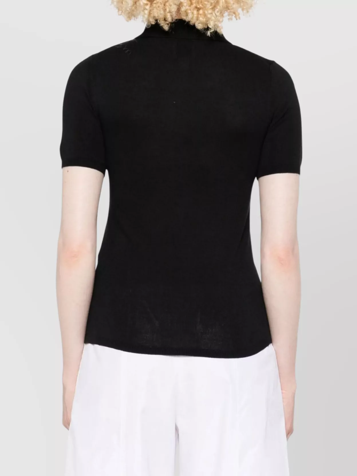 Calvin Klein Ribbed Polo Collar Short Sleeve Top