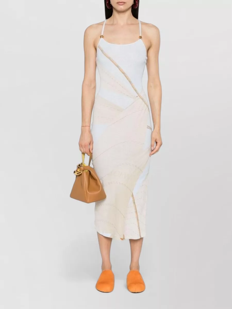 Loewe Paula's Ibiza Cotton Blend Sail Print Sleeveless Strappy Midi Dress