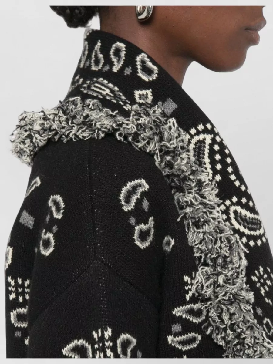 Alanui Cashmere And Virgin Wool Paisley Jacquard Fringed Cardigan