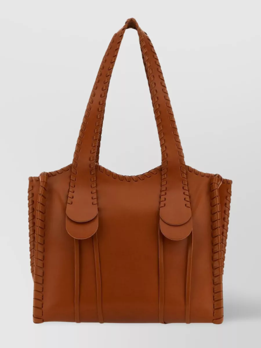 Shop Chloé Medium Mony Fringed Leather Tote In Brown