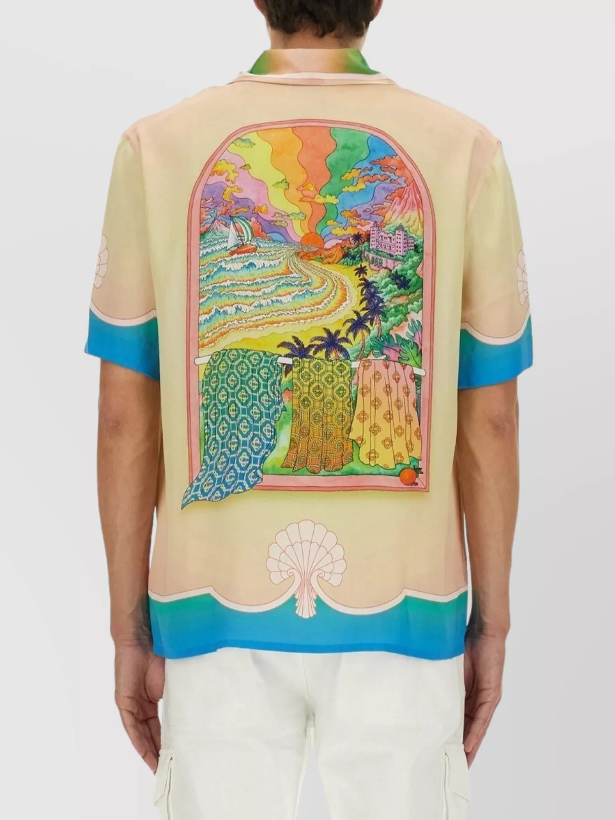 Casablanca Printed Shell Motif Camp Collar Shirt
