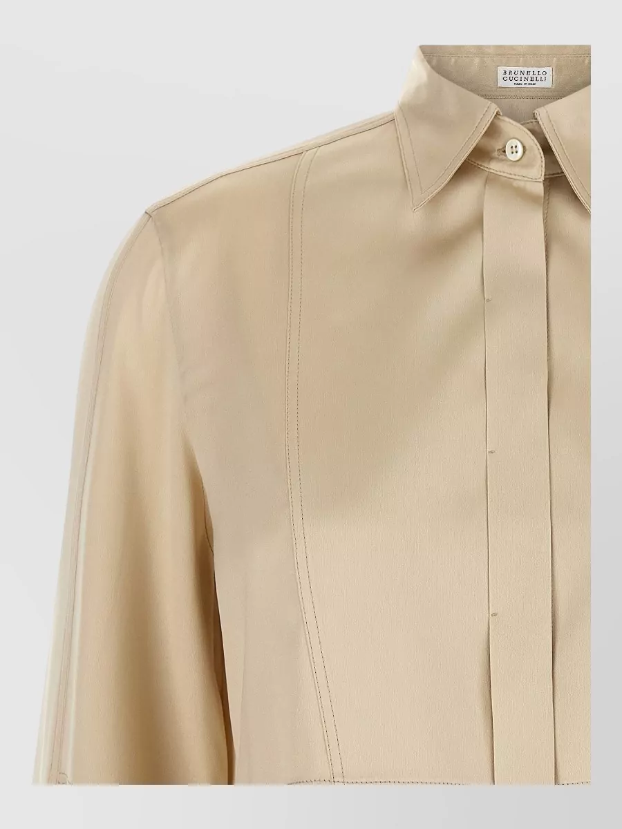 Brunello Cucinelli Silk Satin Panelled Shirt