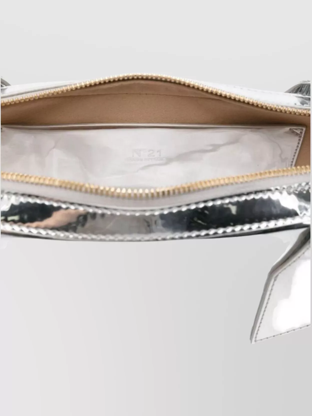N 21 Rectangular Metallic Shoulder Bag With Top Handles