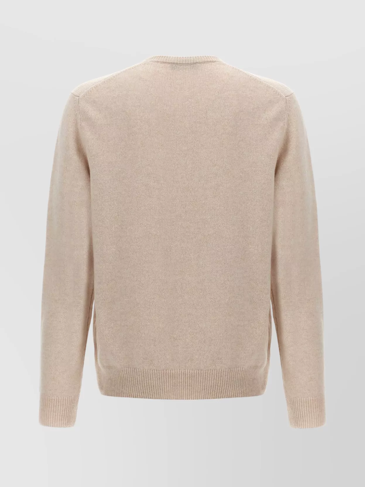 Zanone Ribbed Wool Crewneck Sweater With Cuffed Sleeves In Neutral