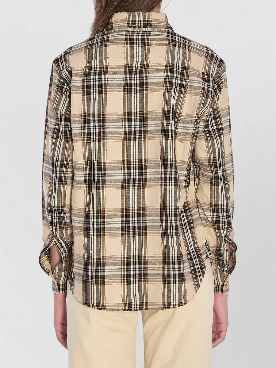 Saint Laurent Cassandre Check Shirt Oversized Tie Collar