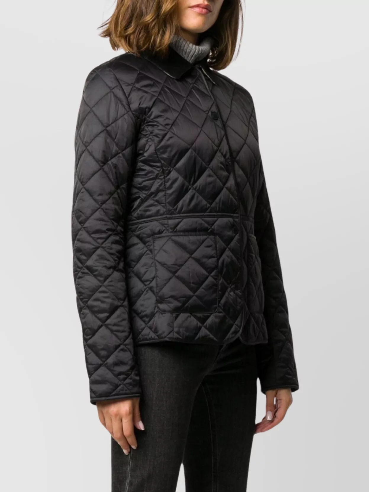 Barbour Diamond Quilted Fitted Jacket With Straight Hem