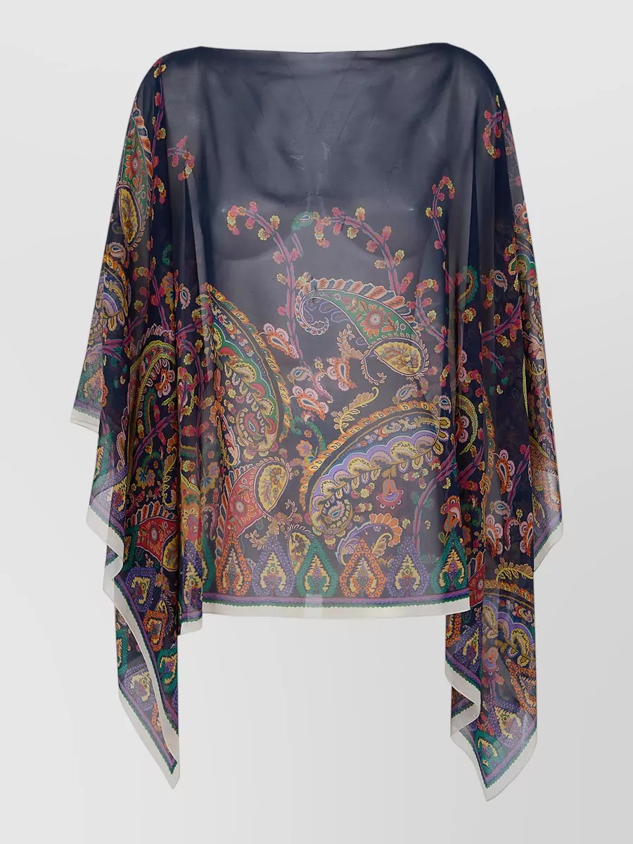 Etro Paisley Print Lightweight Cape With Draped Sleeves