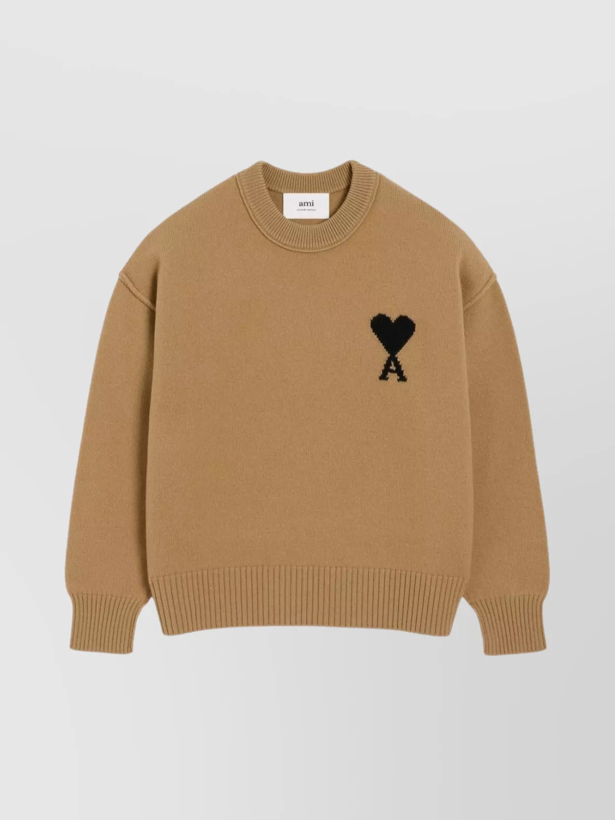 Ami Alexandre Mattiussi Ami Bronze Knit Sweater With Inside-out Seams And Heart Logo In Brown