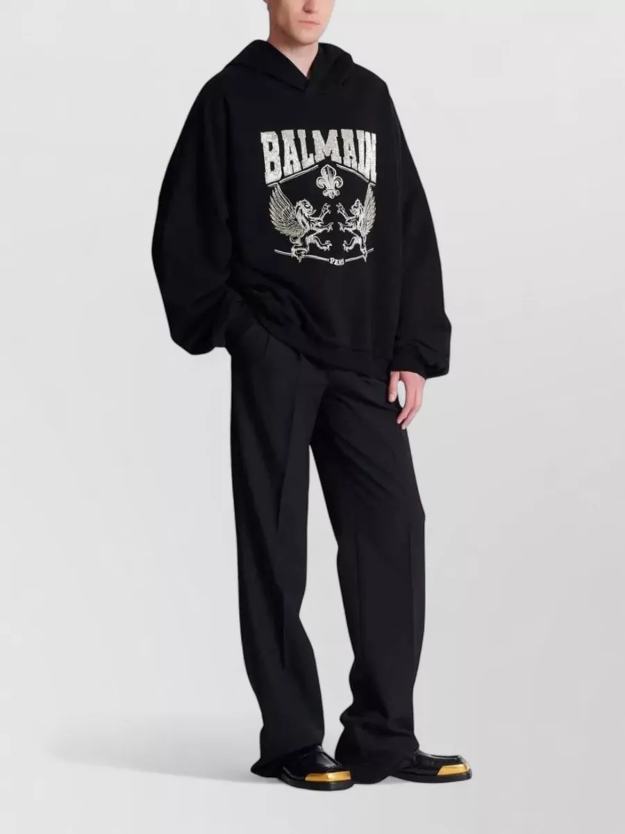 Balmain Crystal Embellished Cotton Hoodie