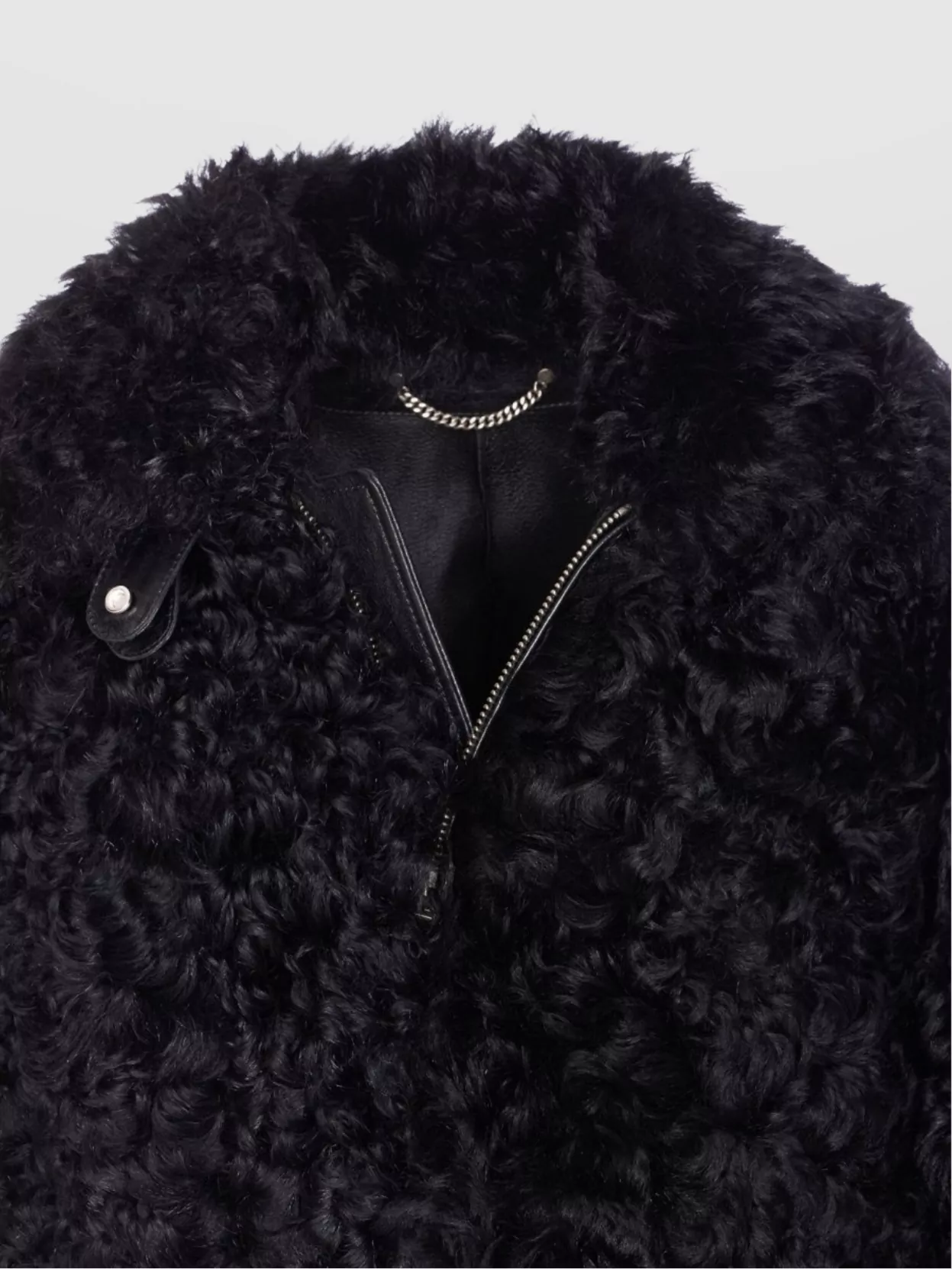 Golden Goose Shearling Fur Coat Leather Accents In Multi