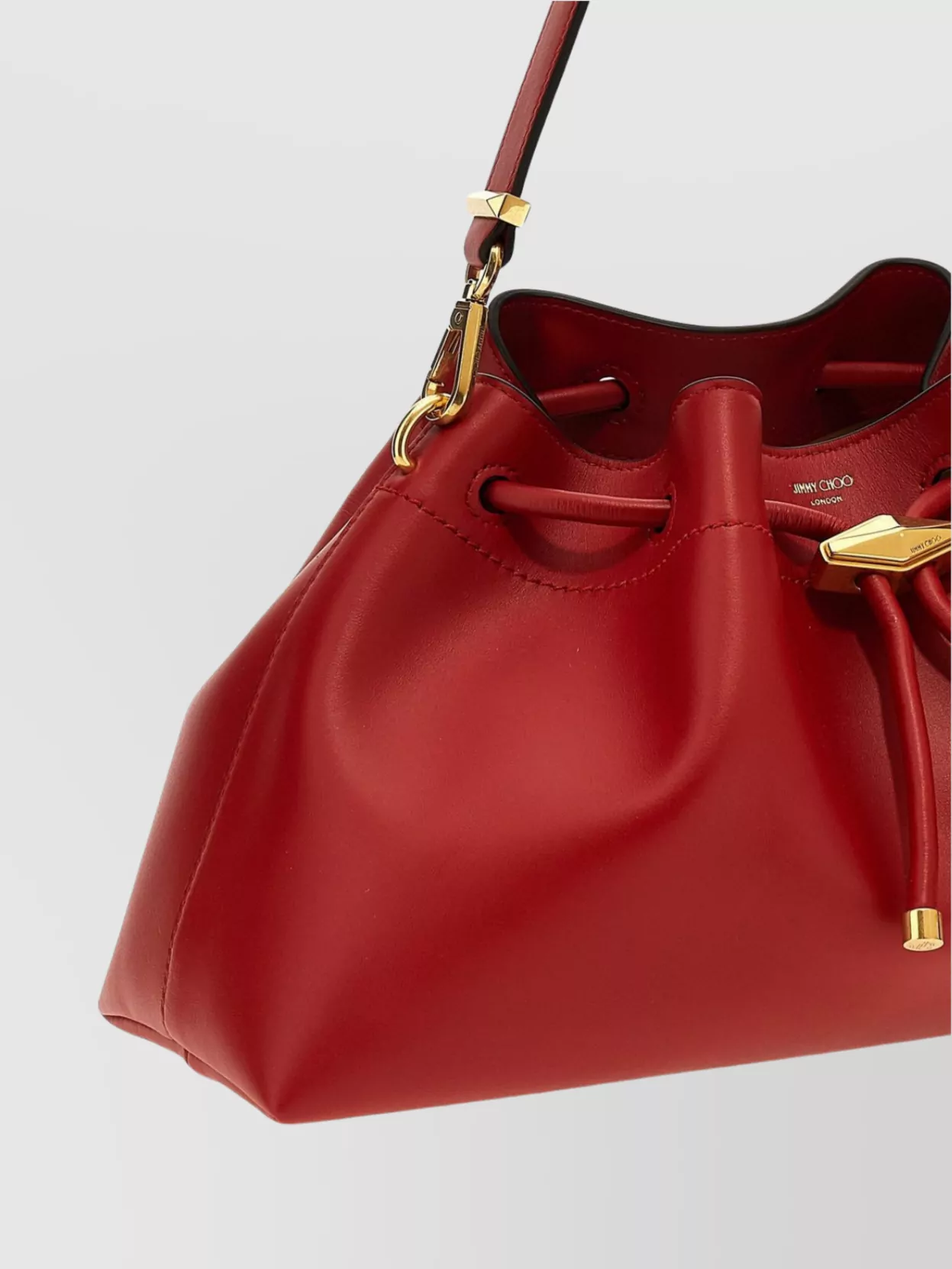 Jimmy Choo Bucket Bag In Red Color Leather