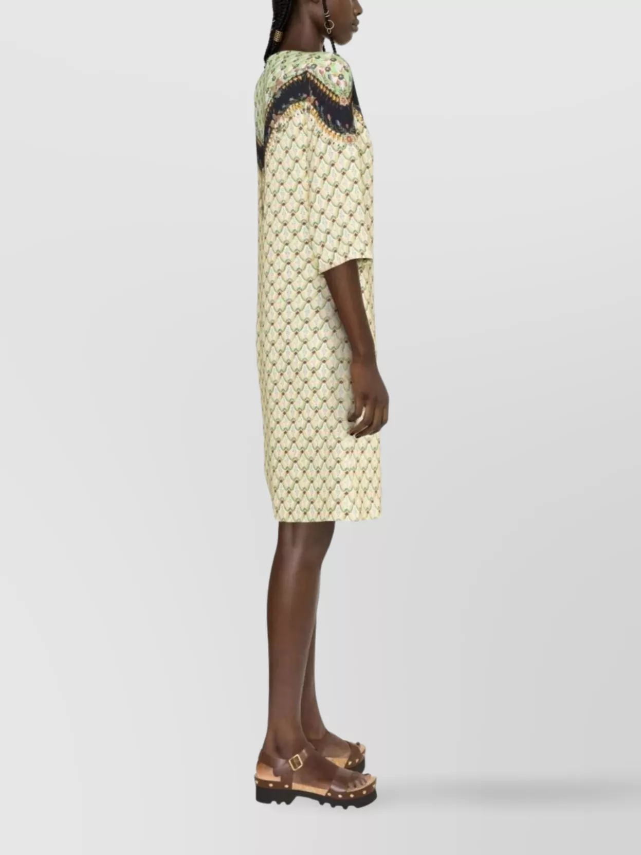 Etro Geometric Floral Embroidered Knee-Length Dress