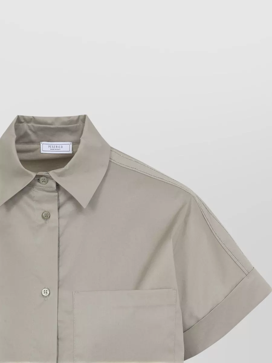 Peserico Short Sleeve Shirt Chest Pocket Collar