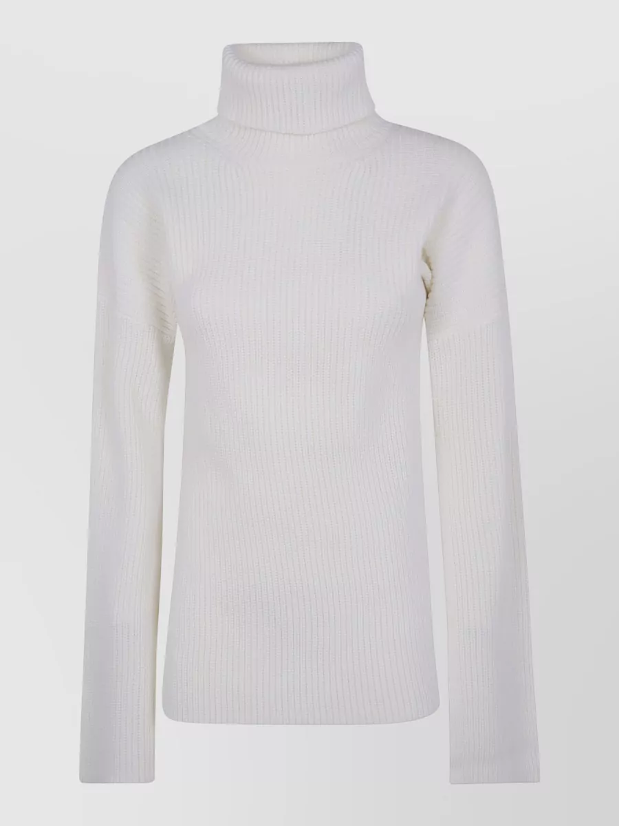 Totême Wool Ribbed High-Neck Slit-Sleeve Sweater
