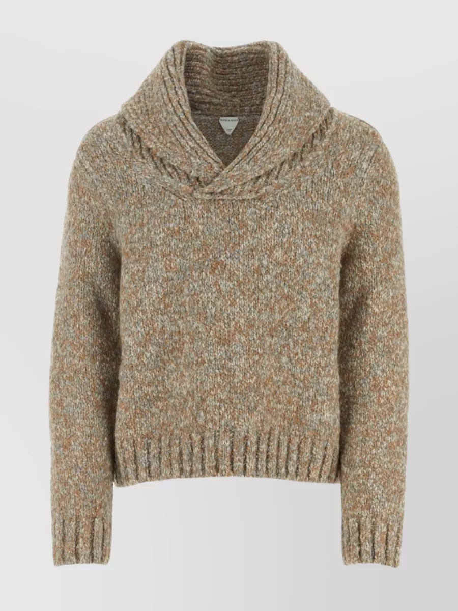 Shop Bottega Veneta Speckled Pattern Alpaca Blend Sweater In Brown
