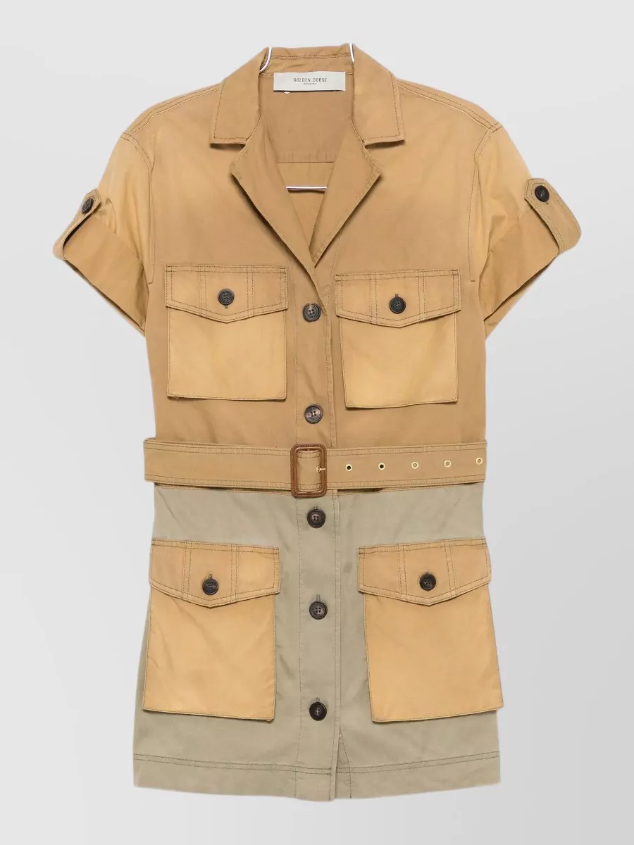 Golden Goose cotton short-sleeve belted mini dress