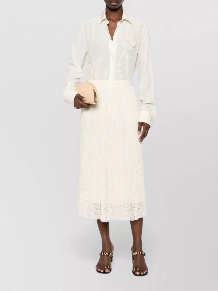 Ermanno Scervino High Waist Lace Midi Pleated Skirt