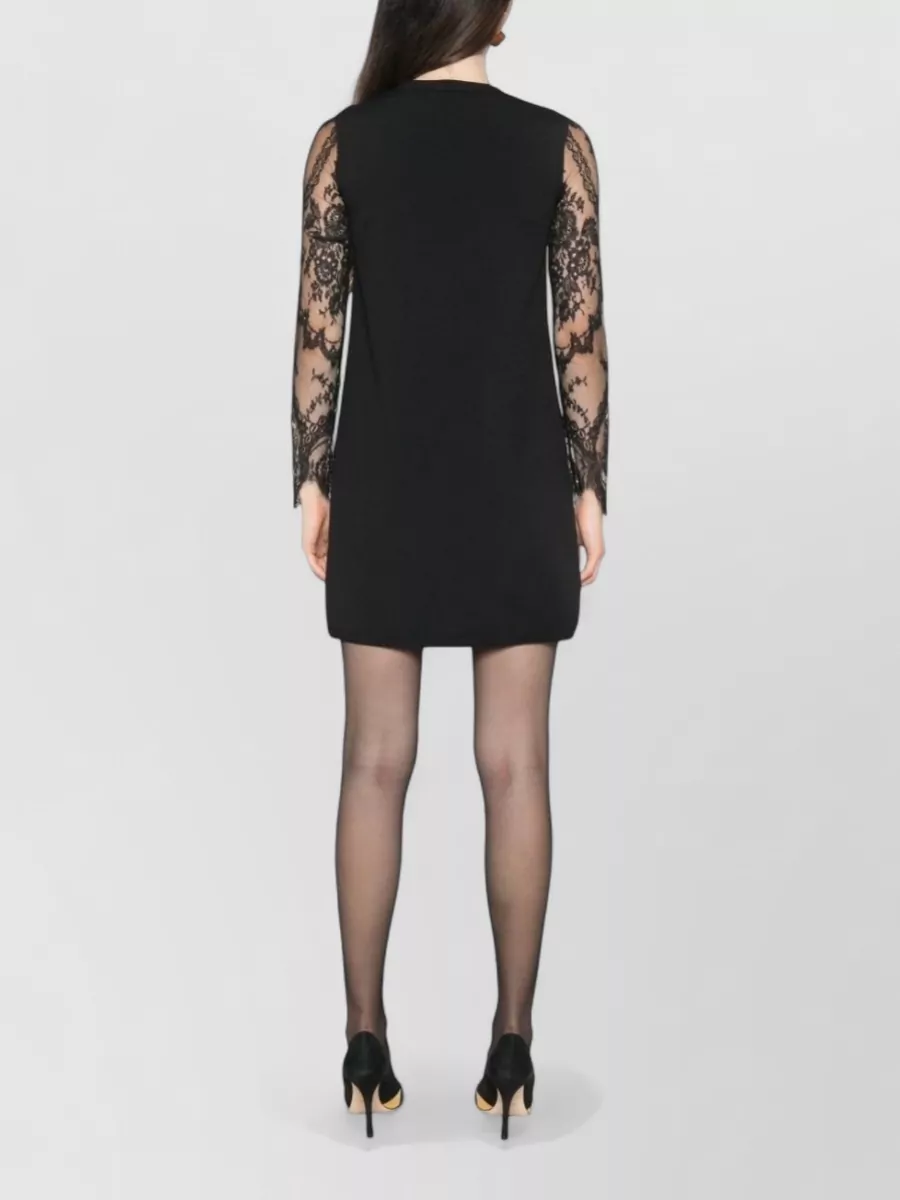 Valentino Lace-Embroidered Long-Sleeve Mini Dress