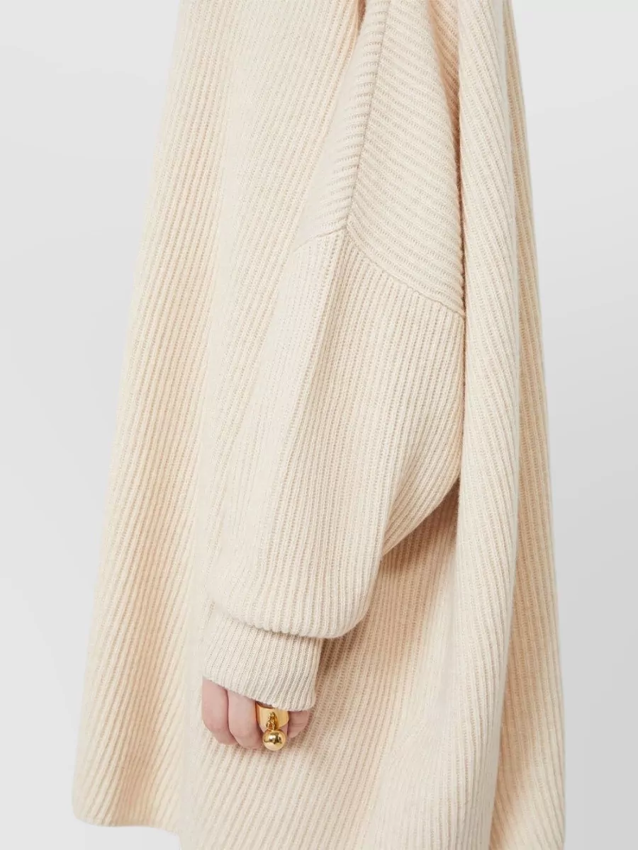 Sportmax Cashmere Wool Ribbed Oversized Maxi High-Neck Dress