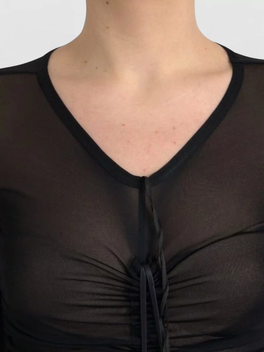 Dolce&Gabbana Sheer ruched v-neck long-sleeve midi dress