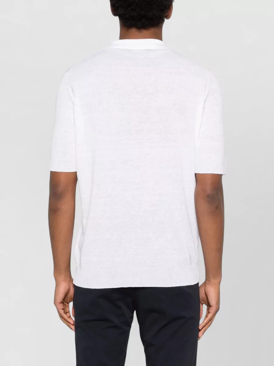 Lardini Short Sleeve Polo Collar Shirt Ribbed Trims