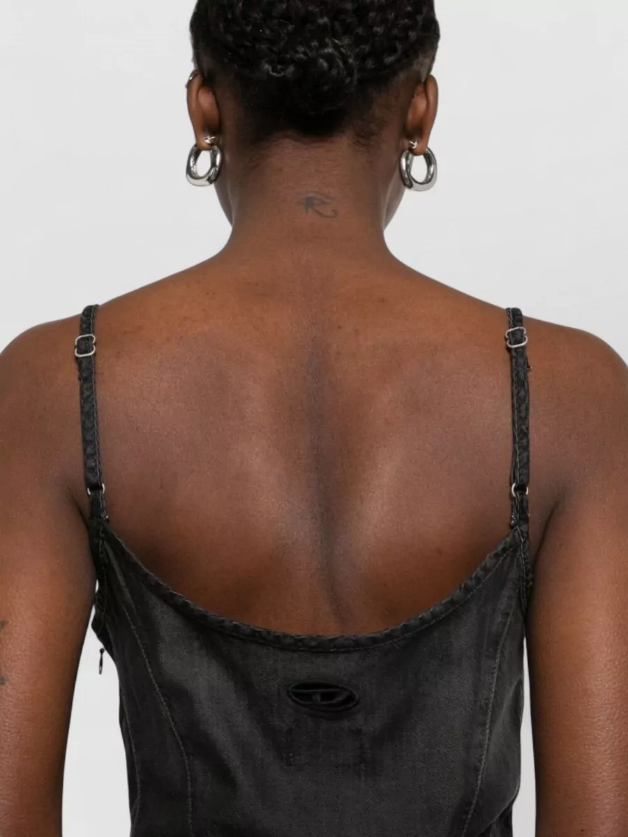 Diesel Denim Mini Dress Fitted Bodice Flared Skirt