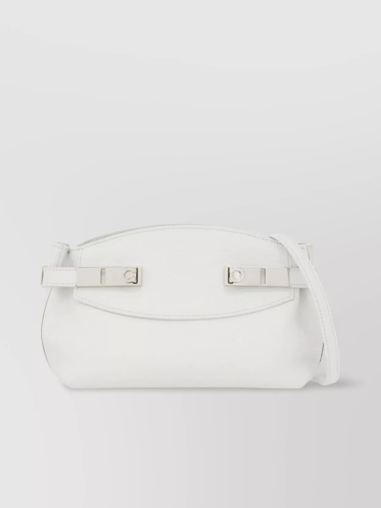 Shop Ferragamo Smooth Grain Shoulder Bag In White