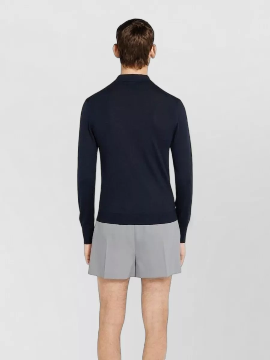 Gucci Fine-Knit Wool Long-Sleeve Polo Shirt