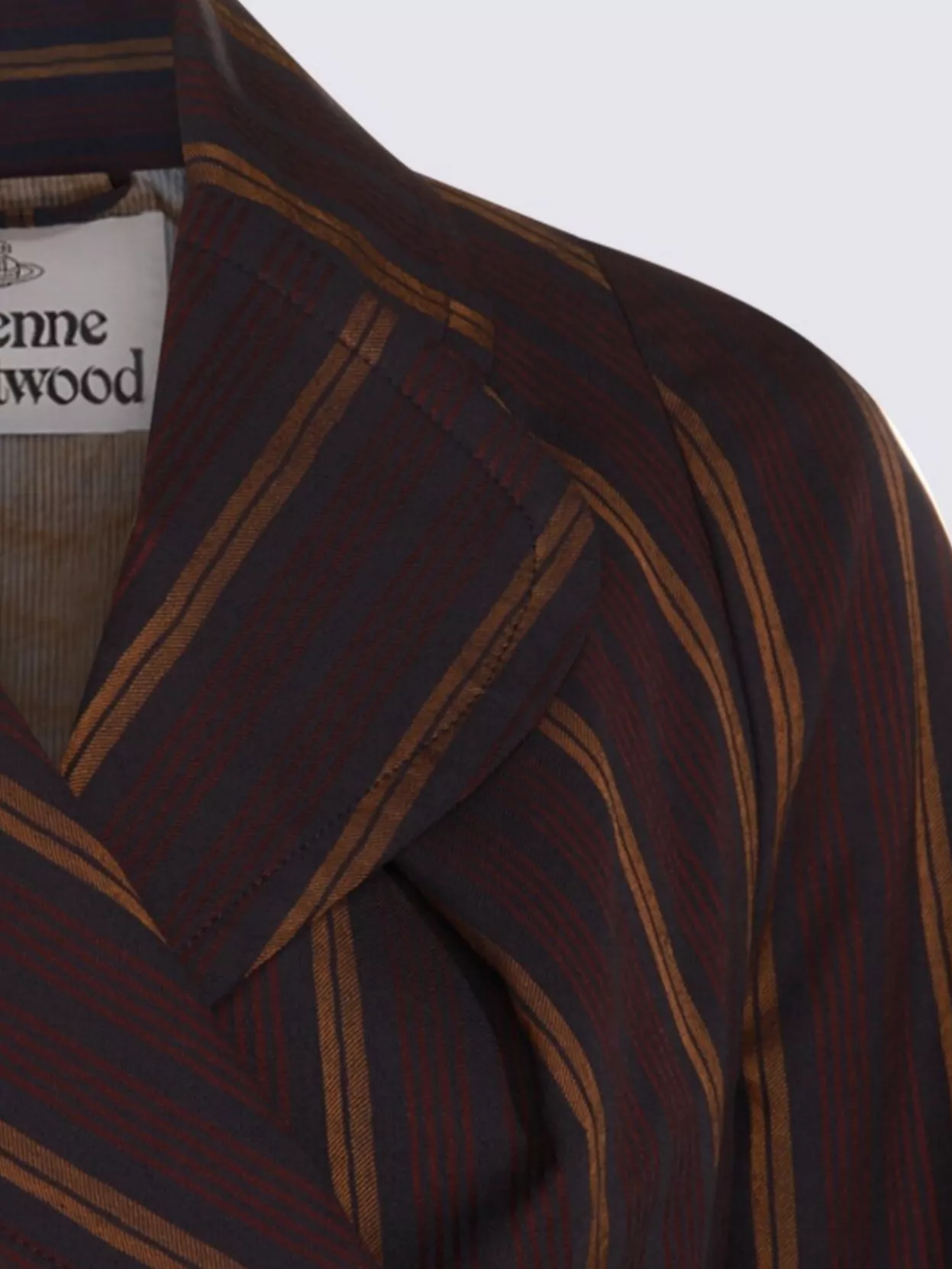 Vivienne Westwood Striped Blazer With Long Sleeves And Pockets In Brown