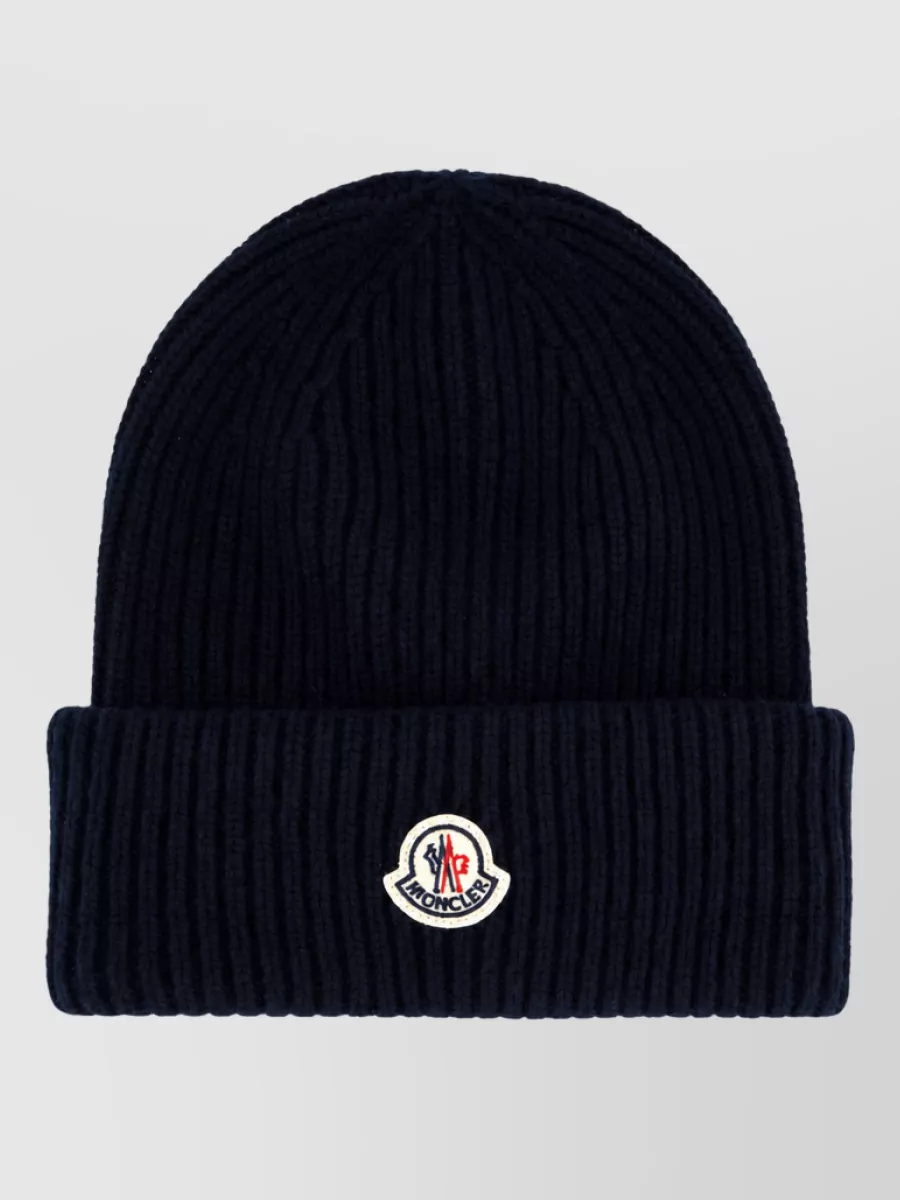 Moncler cashmere virgin wool ribbed beanie
