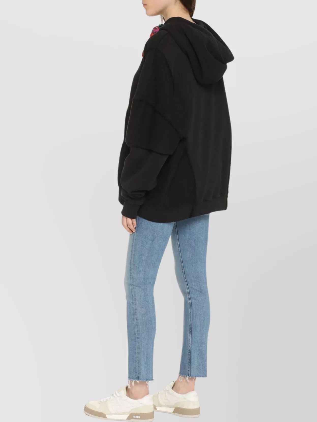 Khrisjoy Towel Cloth Effect Splice Hooded Sweater