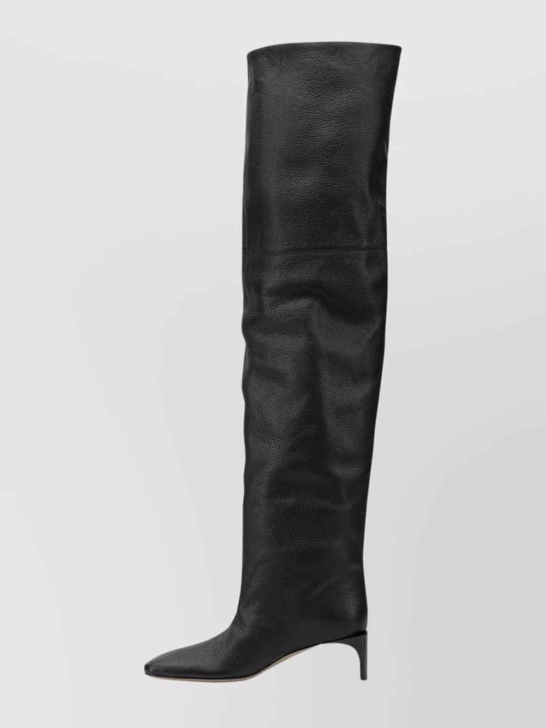 Sportmax Over-the-knee Leather Block Heel Boots In Black