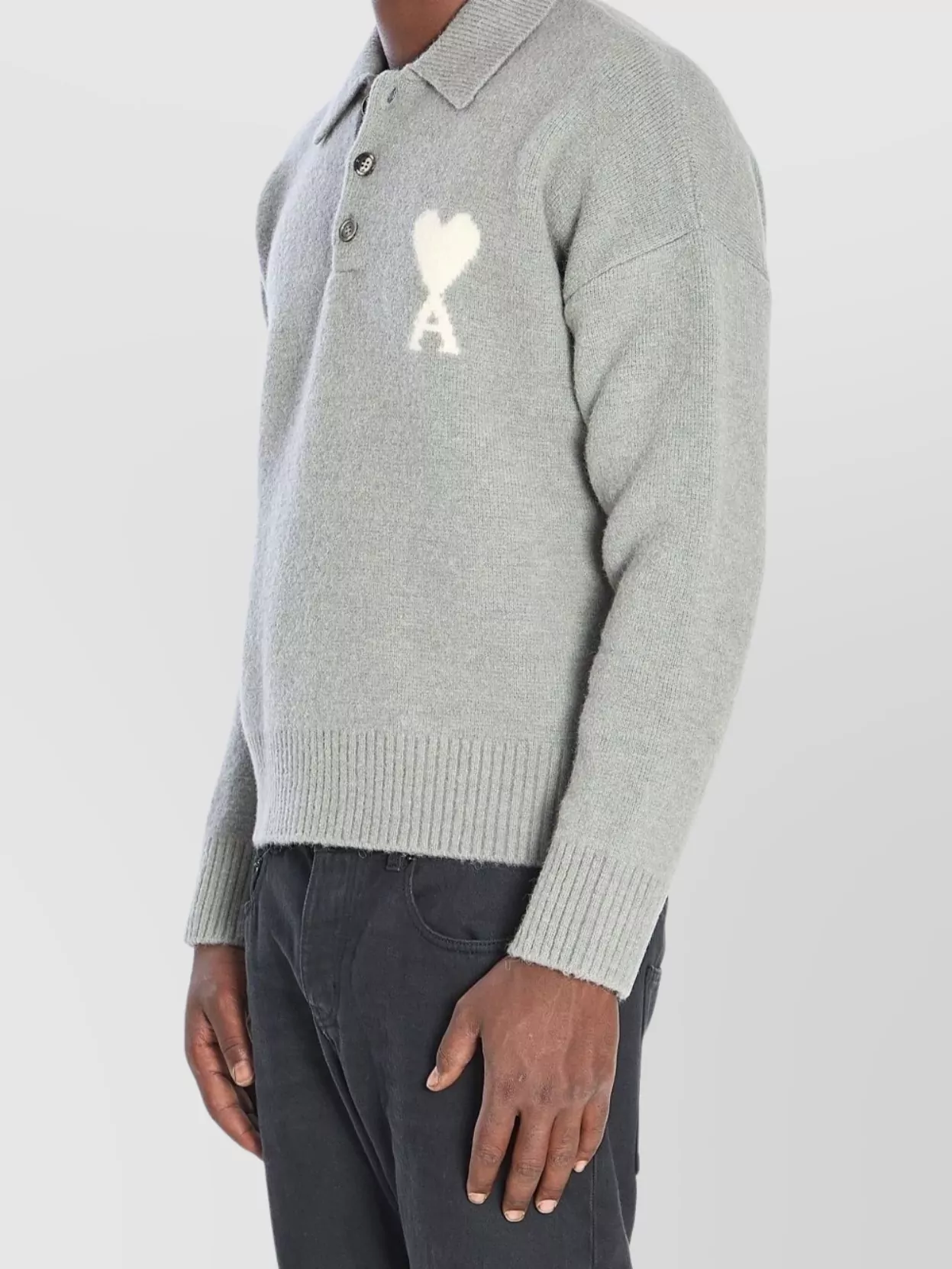 Ami Paris Wool Polo Shirt Long Sleeves
