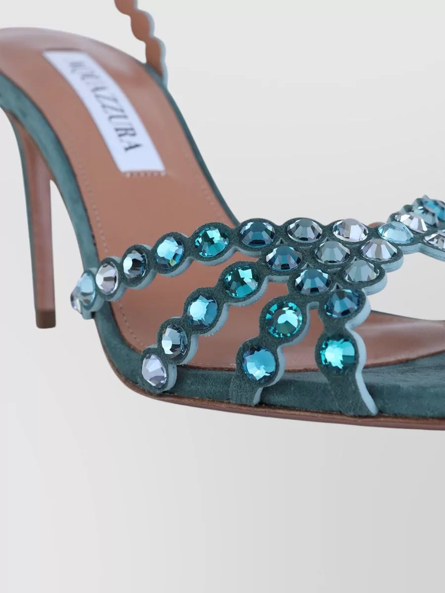 Aquazzura High Heel Sandals Ankle Strap Embellished In Multi