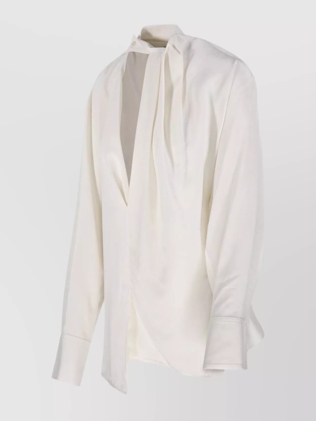Victoria Beckham Draped Blouse With Asymmetric Front And Button Detail In Neutral
