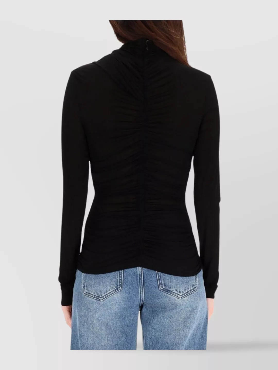 Magda Butrym Draped Long Sleeve Top With Ruched Detail