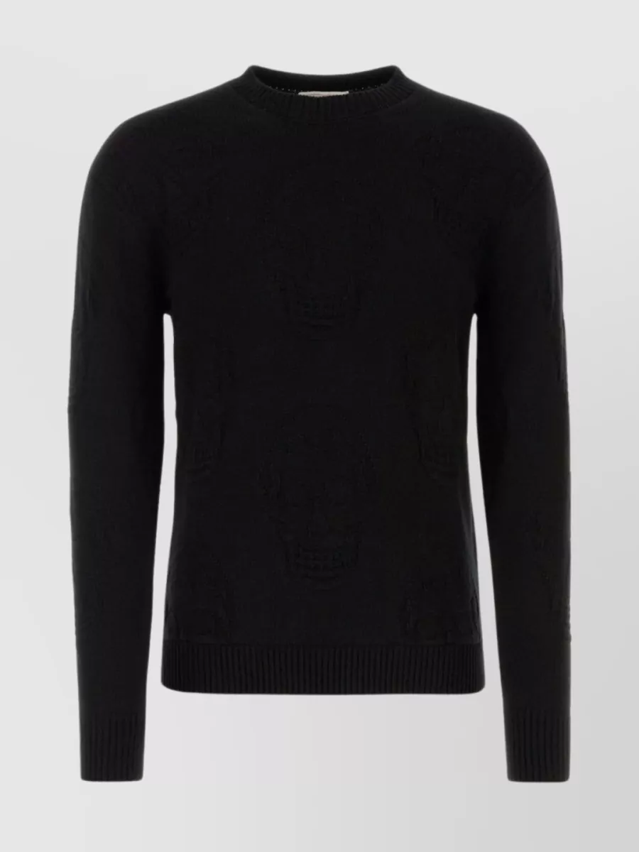 Shop Alexander Mcqueen Ribbed Cotton Crew-neck Sweater In Black