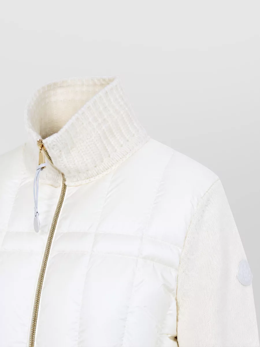 Moncler Wool Cashmere Quilted Zip Up Cardigan Jacket