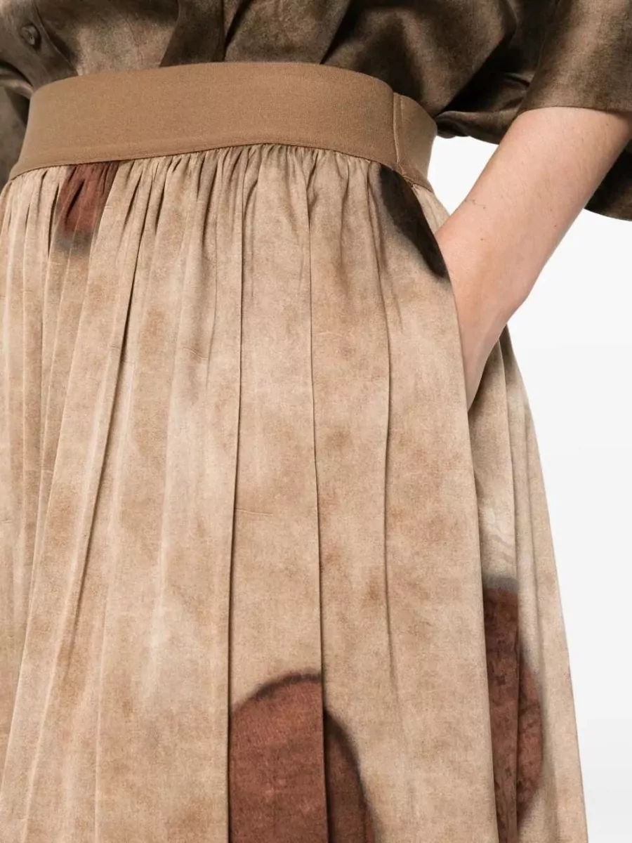Uma Wang Silk Polka-Dot Pleated Midi Skirt