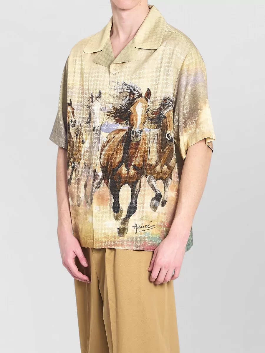 Amiri Printed Camp-Collar Short-Sleeve Shirt
