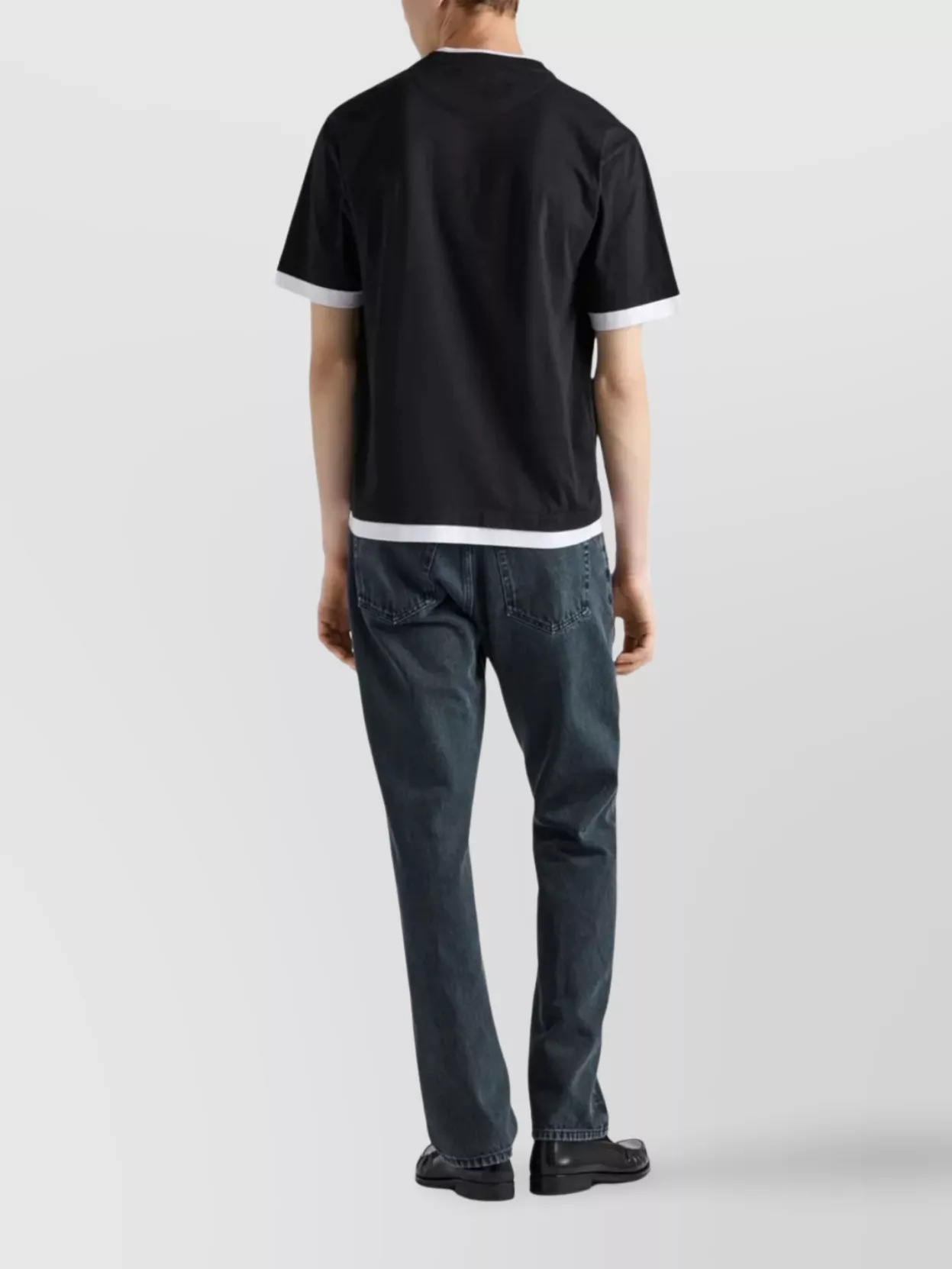 Prada Crew Neck T-Shirt Contrast Trim