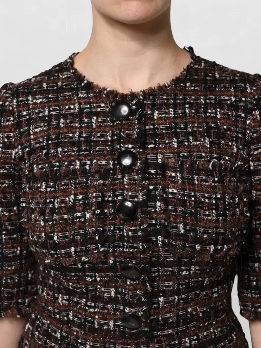 Dolce&Gabbana Tweed Short-Sleeve A-Line Mini Dress