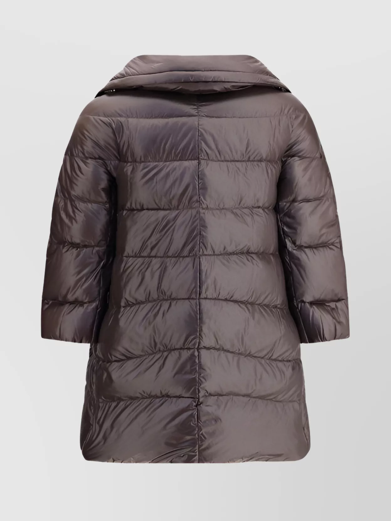 Herno Quilted Padded Midi Jacket With High Collar In Brown