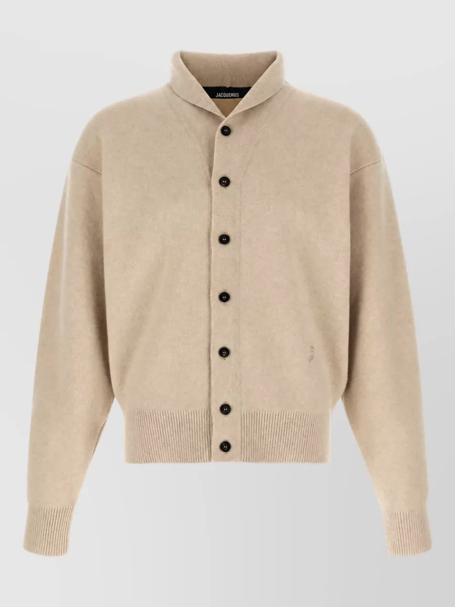 Jacquemus cashmere merino wool ribbed shawl collar cardigan