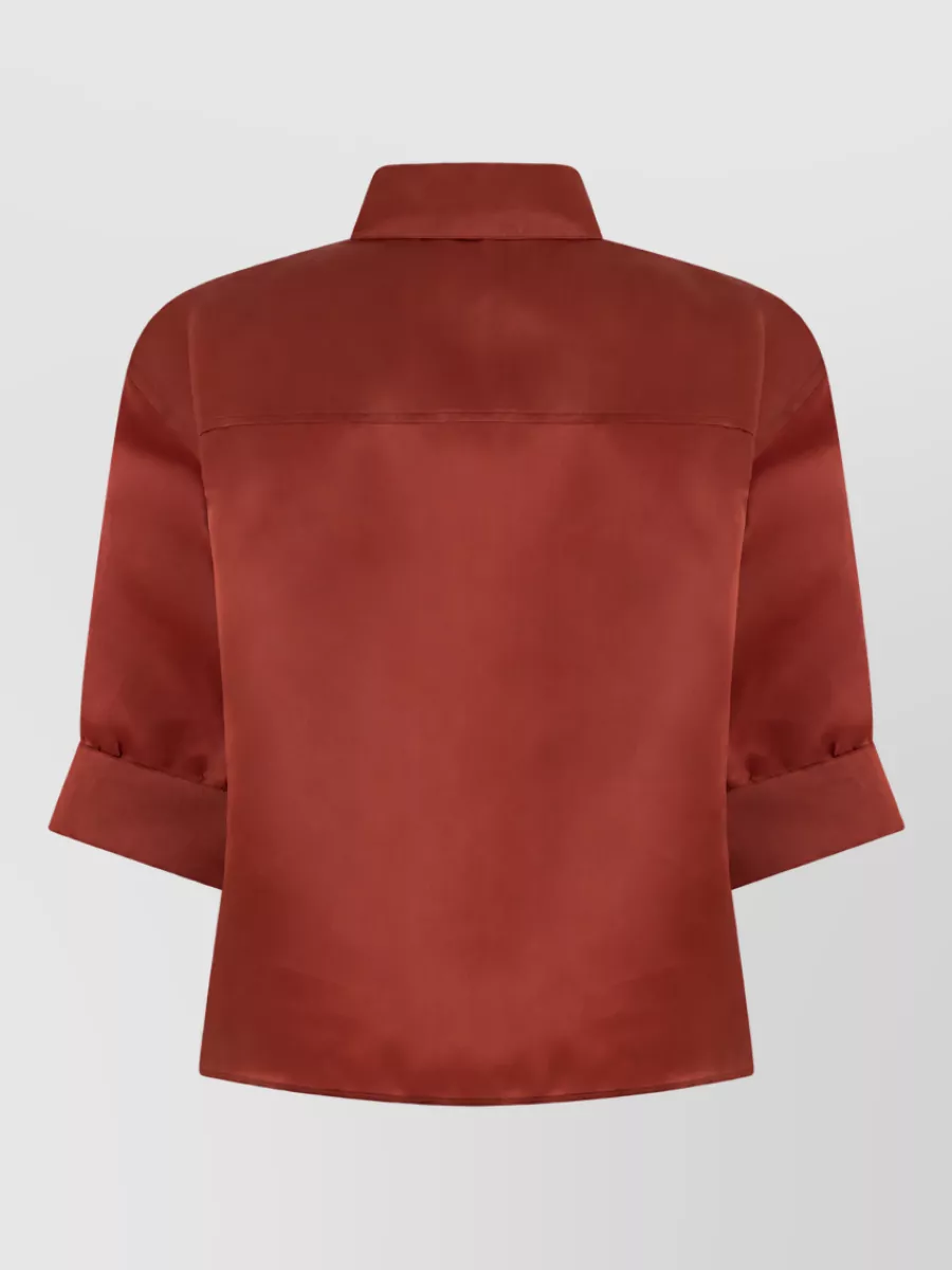 Alberta Ferretti Silk Relaxed-Fit Three-Quarter-Sleeve Shirt