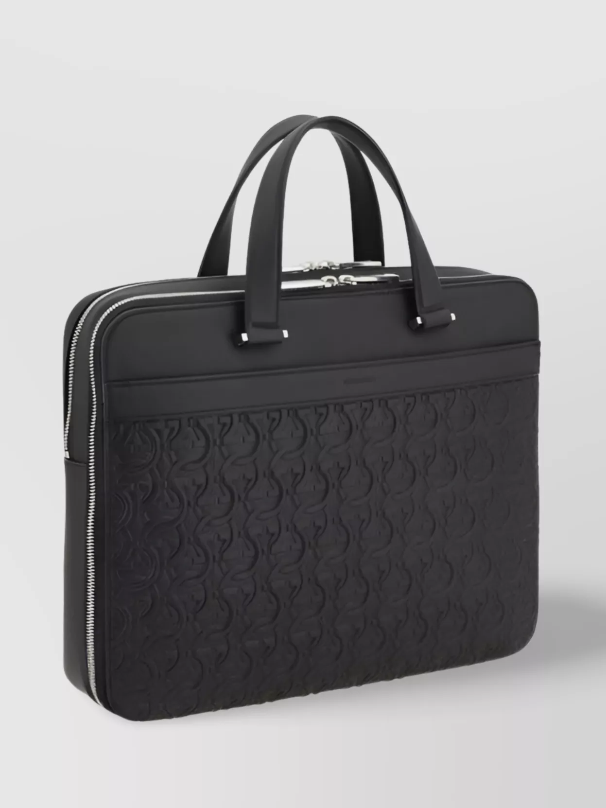 Ferragamo Leather Business Handbag With Embossed Pattern