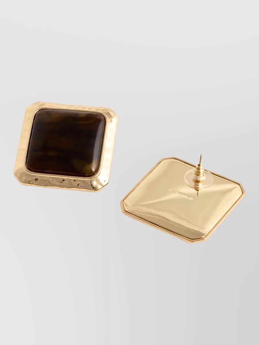 Self-Portrait Square Enamel Stud Earrings